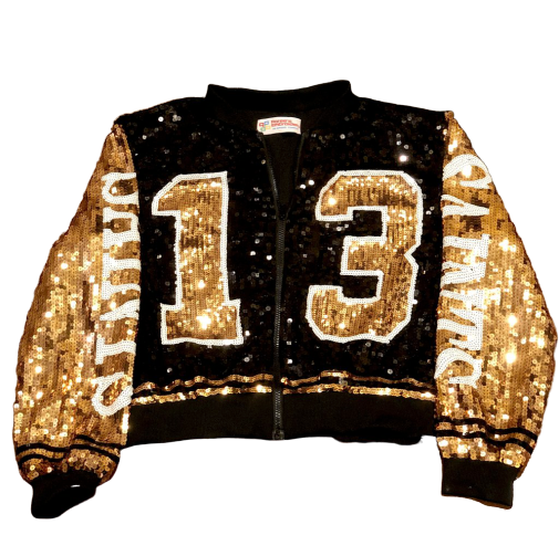 Gold Sequin Number #13 Bomber Jacket ...